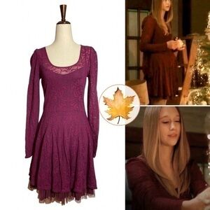 Free People • Fit & Flare Floral Lace Dress Boysenberry XS ASO Violet Harmon